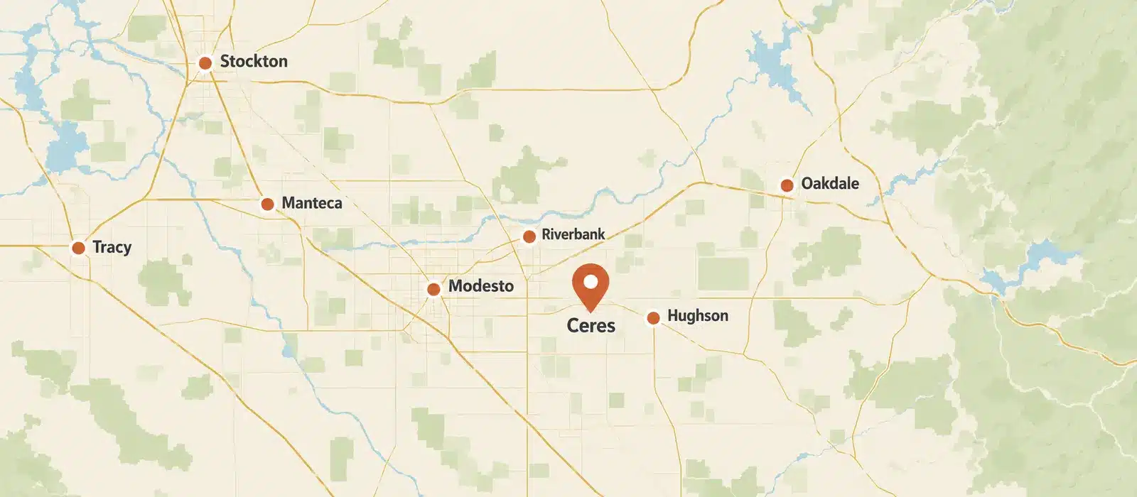 Septic service area map of Ceres Ca and surrounding areas. Septic service area map of Ceres Ca and surrounding areas.