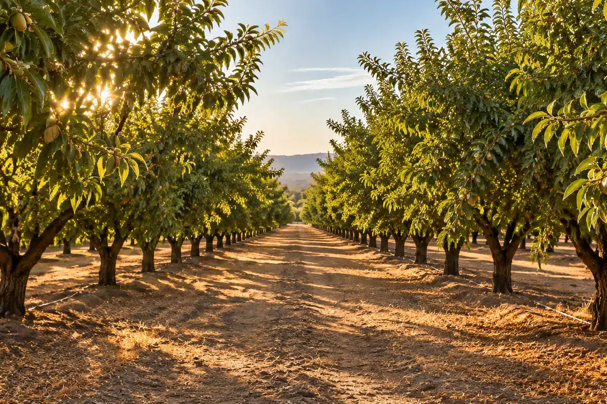Almond orchard in Hughson CA Almond orchard in Hughson CA