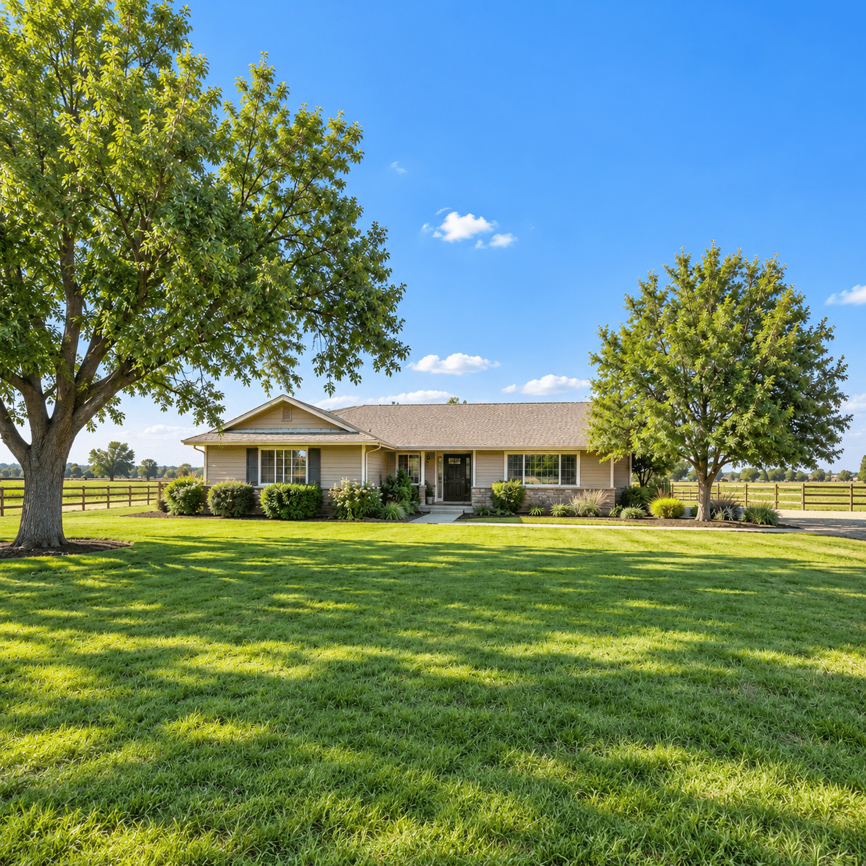 Single-story home on a semi-rural property near Manteca, California