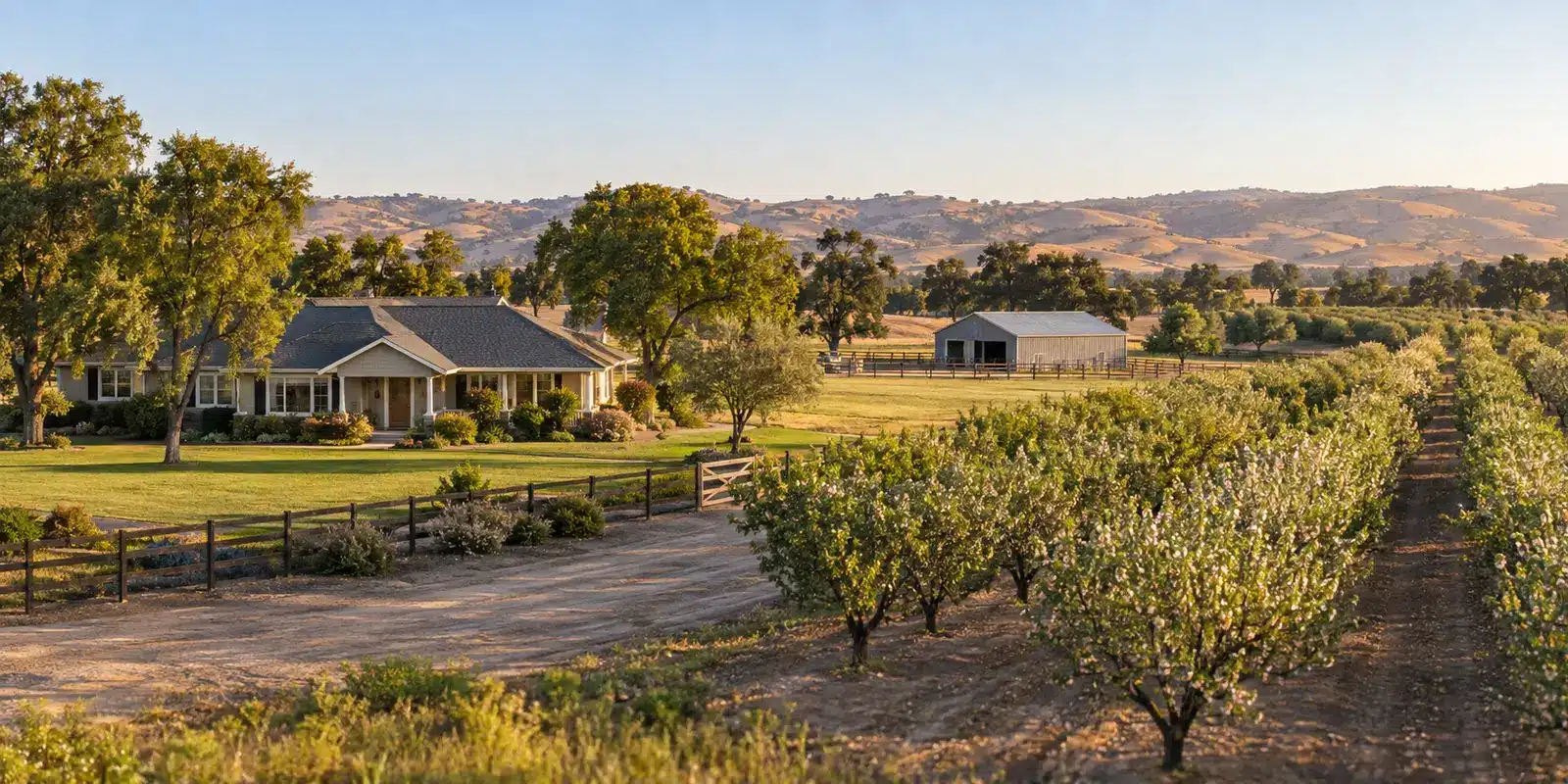 Rural home, orchard and barn in the Riverbank area Rural home, orchard and barn in the Riverbank area